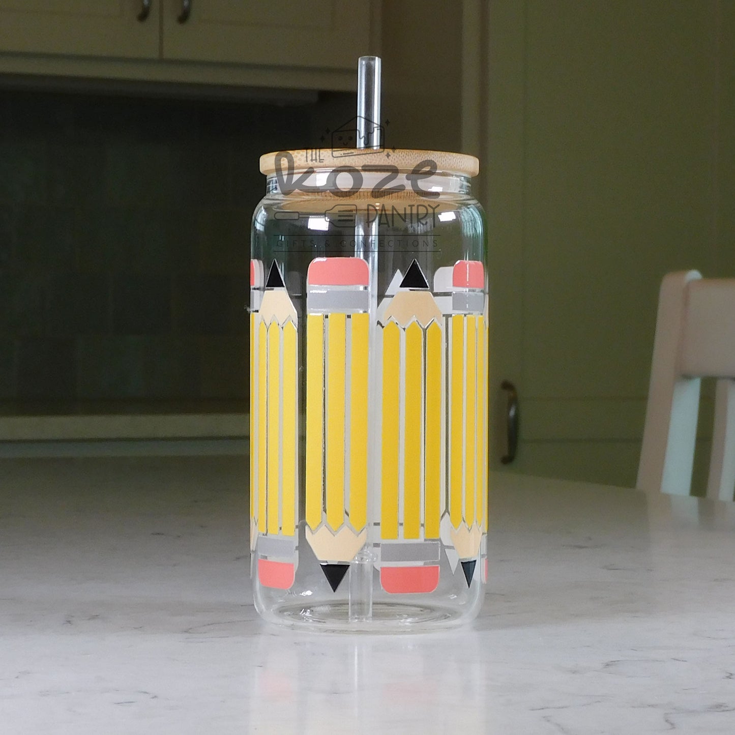 Pencils 16 oz Glass Can