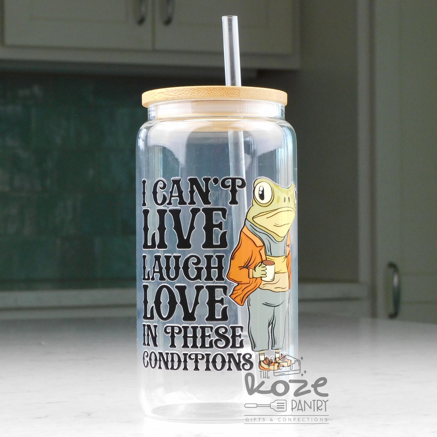 Can't Live Laugh Love 16 oz Glass Can