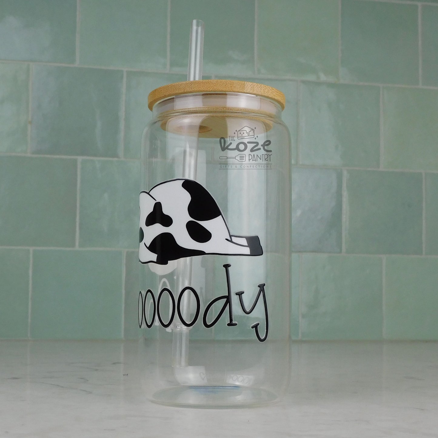 Moody Cow 16 oz Glass Can