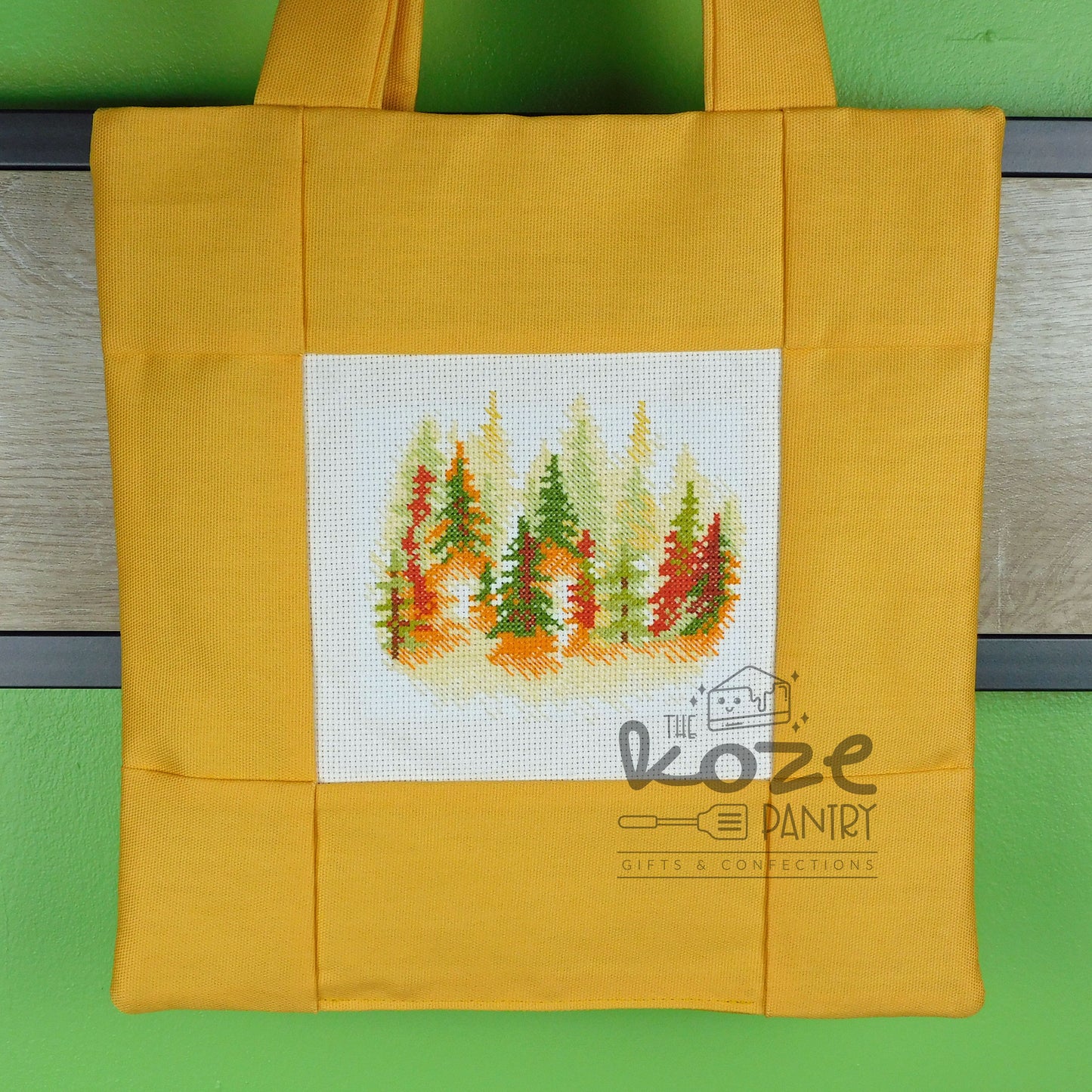 Cross Stitch Fall Trees Tote