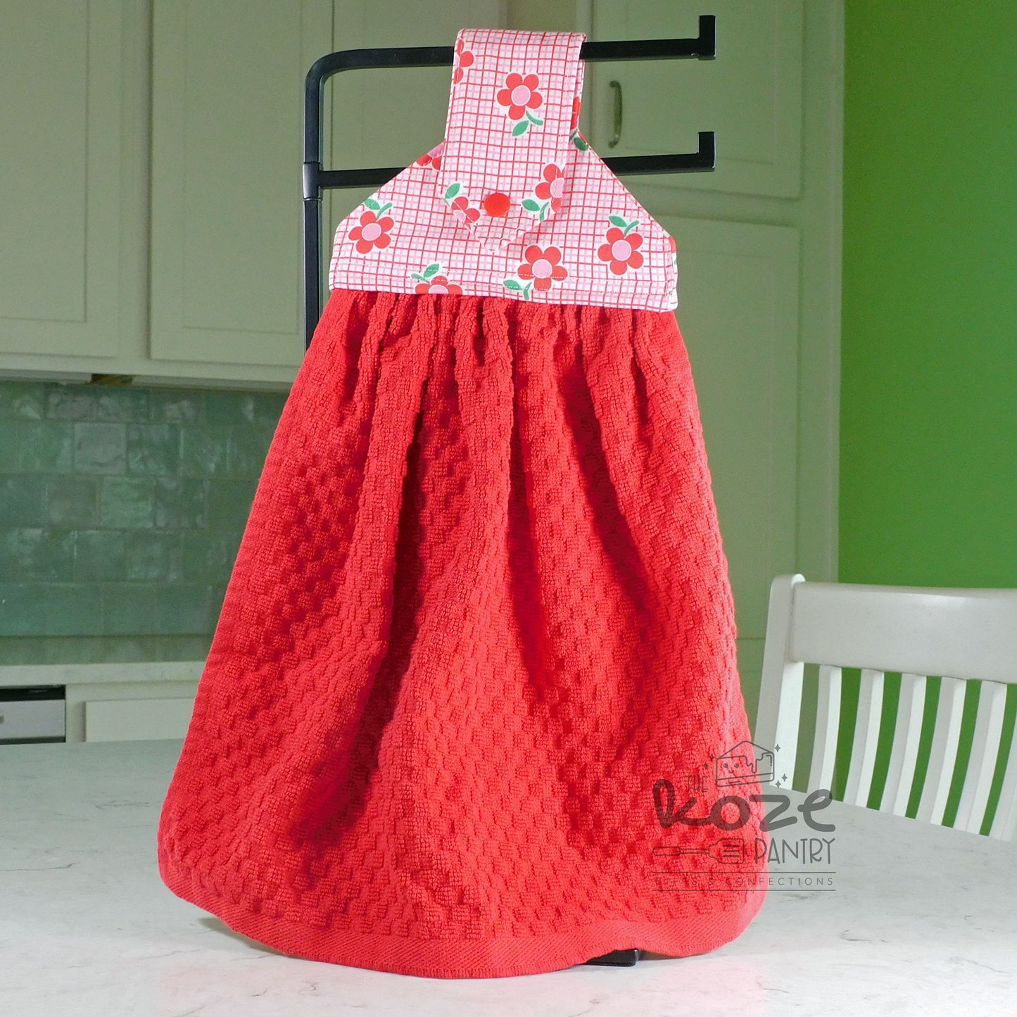 Red Floral Hanging Snap Towels