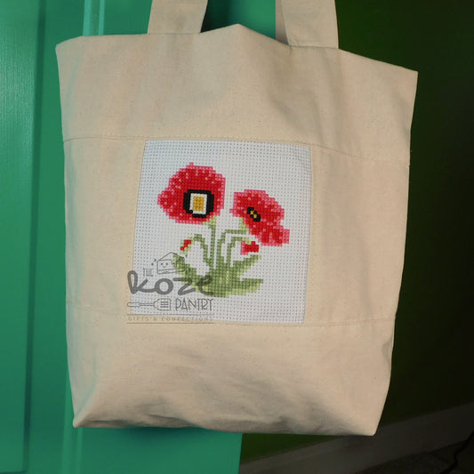 Cross Stitch Poppies Tote