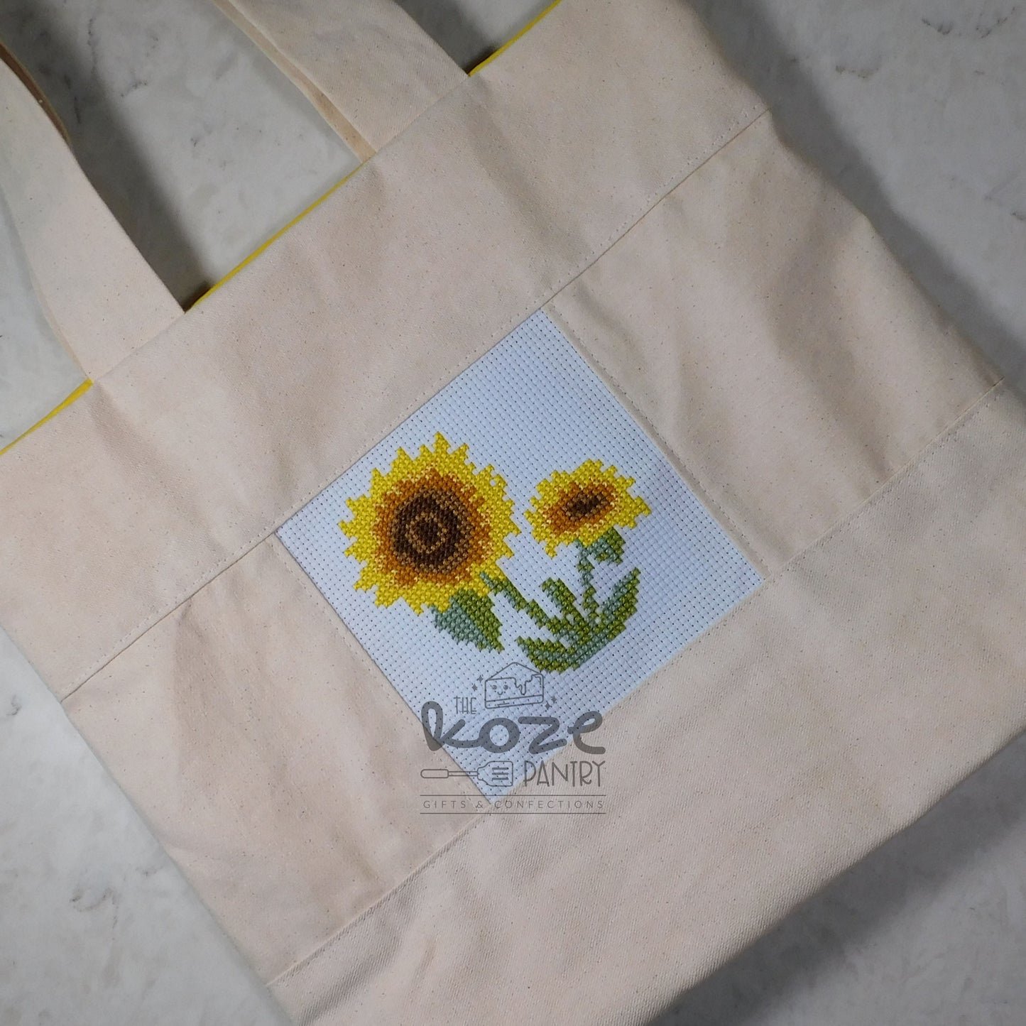 Cross Stitch Sunflower Tote