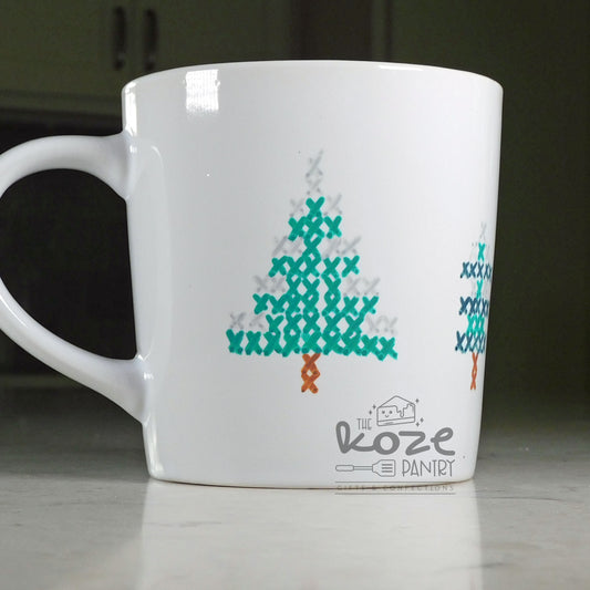 Cross Stitch Winter Trees 17.8 oz Mug