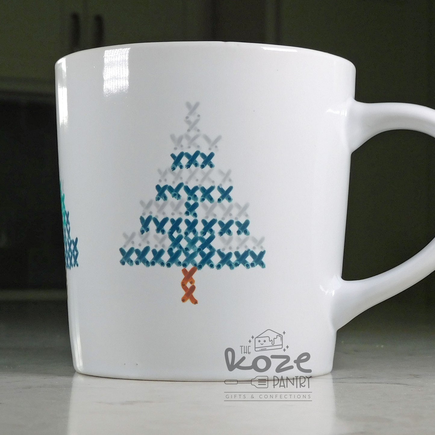 Cross Stitch Winter Trees 17.8 oz Mug