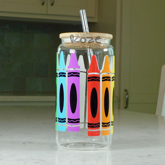 Crooked Crayons 16 oz Glass Can