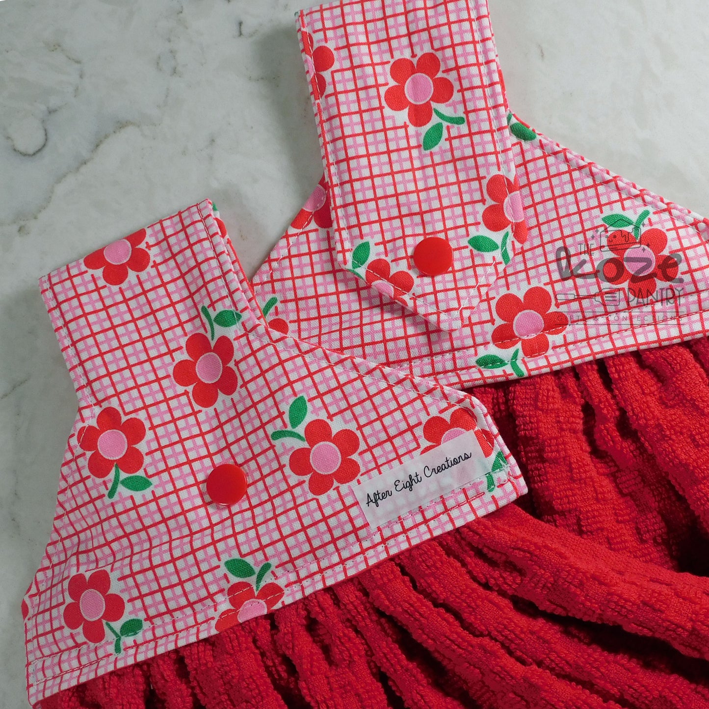 Red Floral Hanging Snap Towels