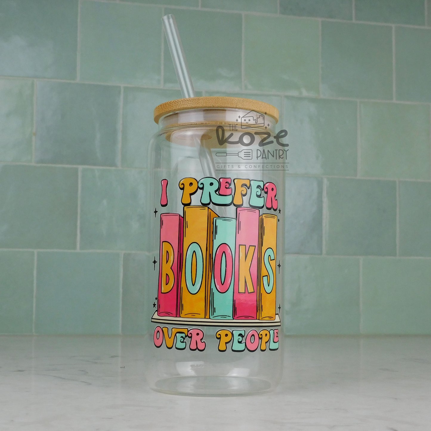 Books Over People 16 oz Glass Can