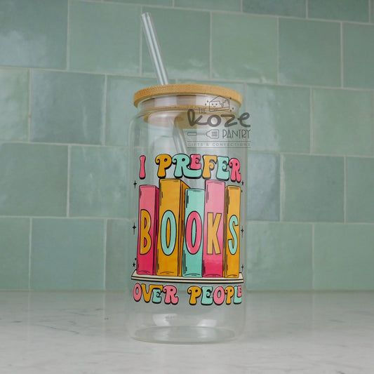 Books Over People 16 oz Glass Can