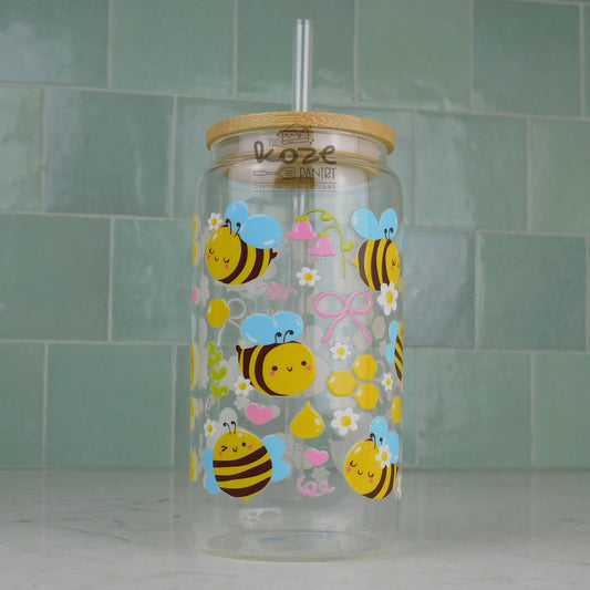 Bumblebees 16 oz Glass Can