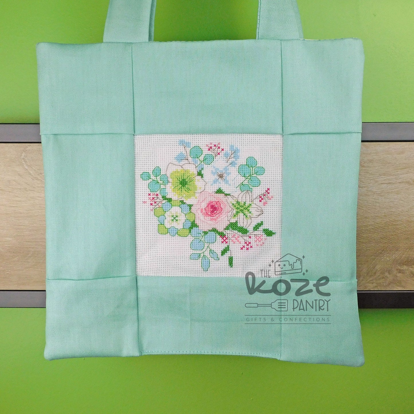 Cross Stitch Floral Tote