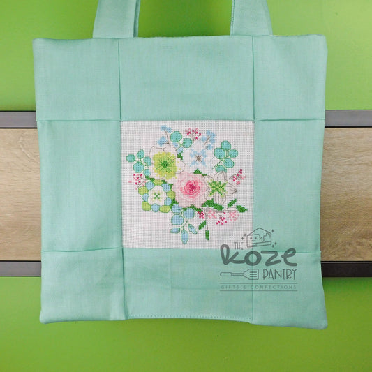 Cross Stitch Floral Tote