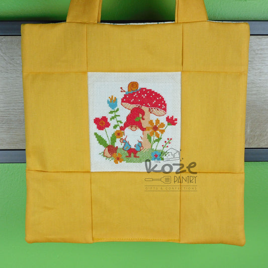 Cross Stitch Gnome Tote