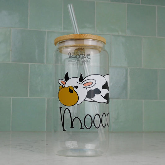 Moody Cow 16 oz Glass Can