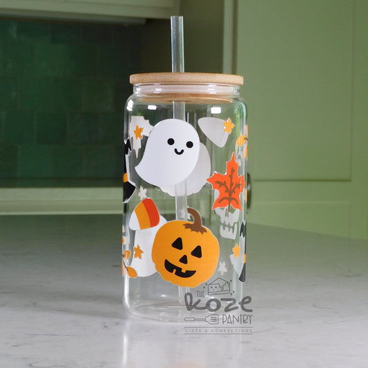 Oh My Halloween 16 oz Glass Can