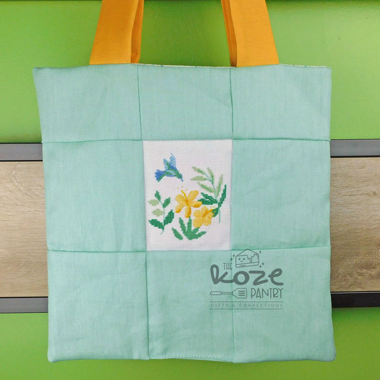 Cross Stitch Small Hummingbird Tote
