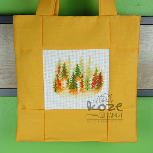 Cross Stitch Fall Trees Tote